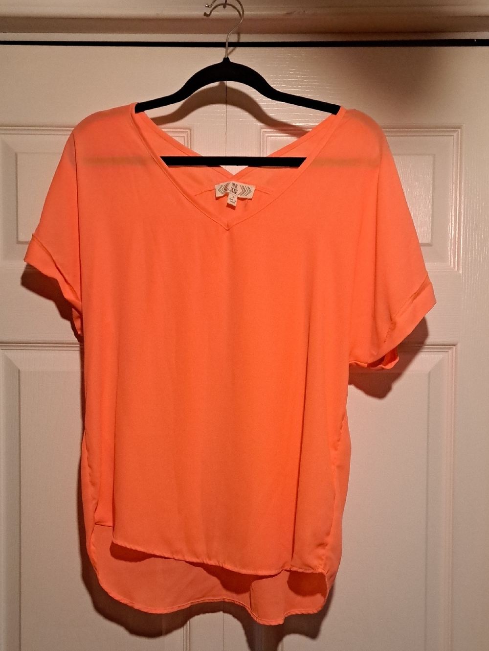 Pink Rose-Neon Pink V-Neck Woman's Blouse Vibrant & Fun 2 Brighten up Any outfit